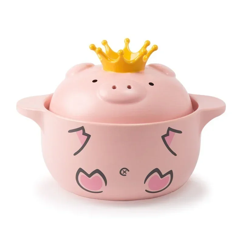 Ceramic Soup Pot Casserole Milk Pot Stew Pot Soup Porridge Household Cute Cartoon Piggy Heat-resistant Open Flame Gas Soup Pots