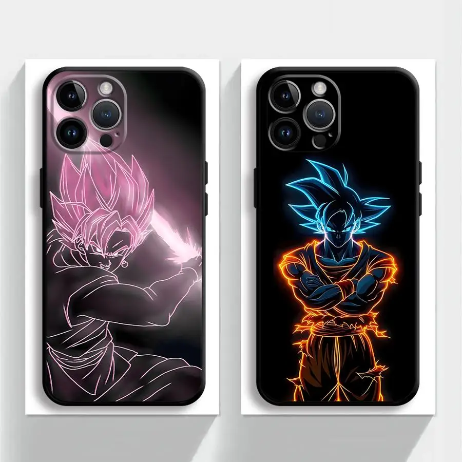 Black Soft Phone Cover Case for iPhone XS Max 7 8 17Air XR 13 12 11 17 Pro Max 15 16 14 Plus Dragon Ball Art Goku