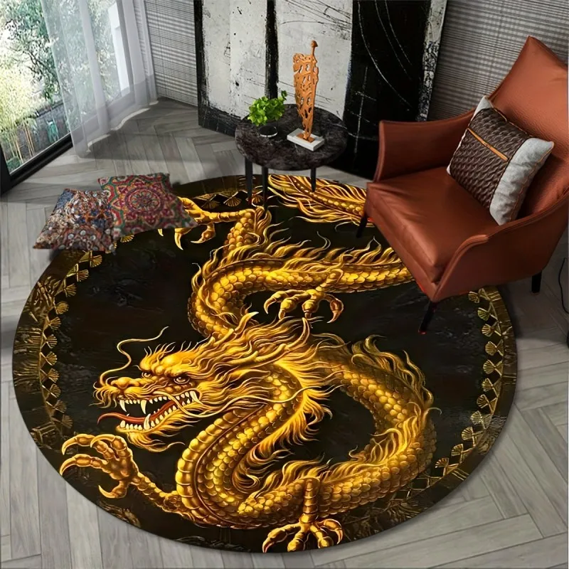 Round Jurassic Dinosaur Rug Amber Fossil Area Carpet Non-Slip Bedroom Floor Mat Movie Decor 2026