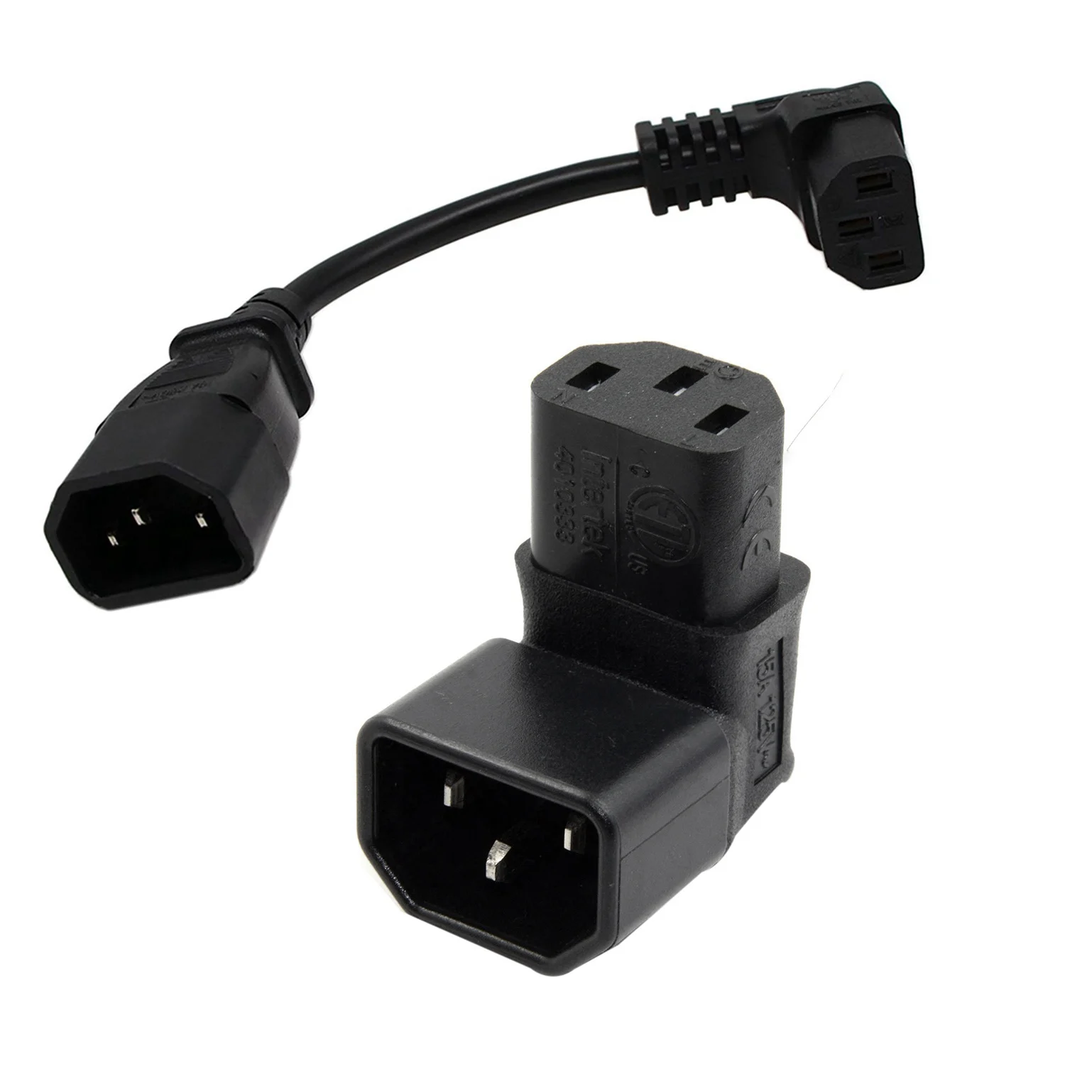 News IEC Male C14 To Up Right Angled 90 Degree IEC Female C13 Power Extension Adapter With 18Cm IEC 320 90 Degree C13 3 Pin Fema
