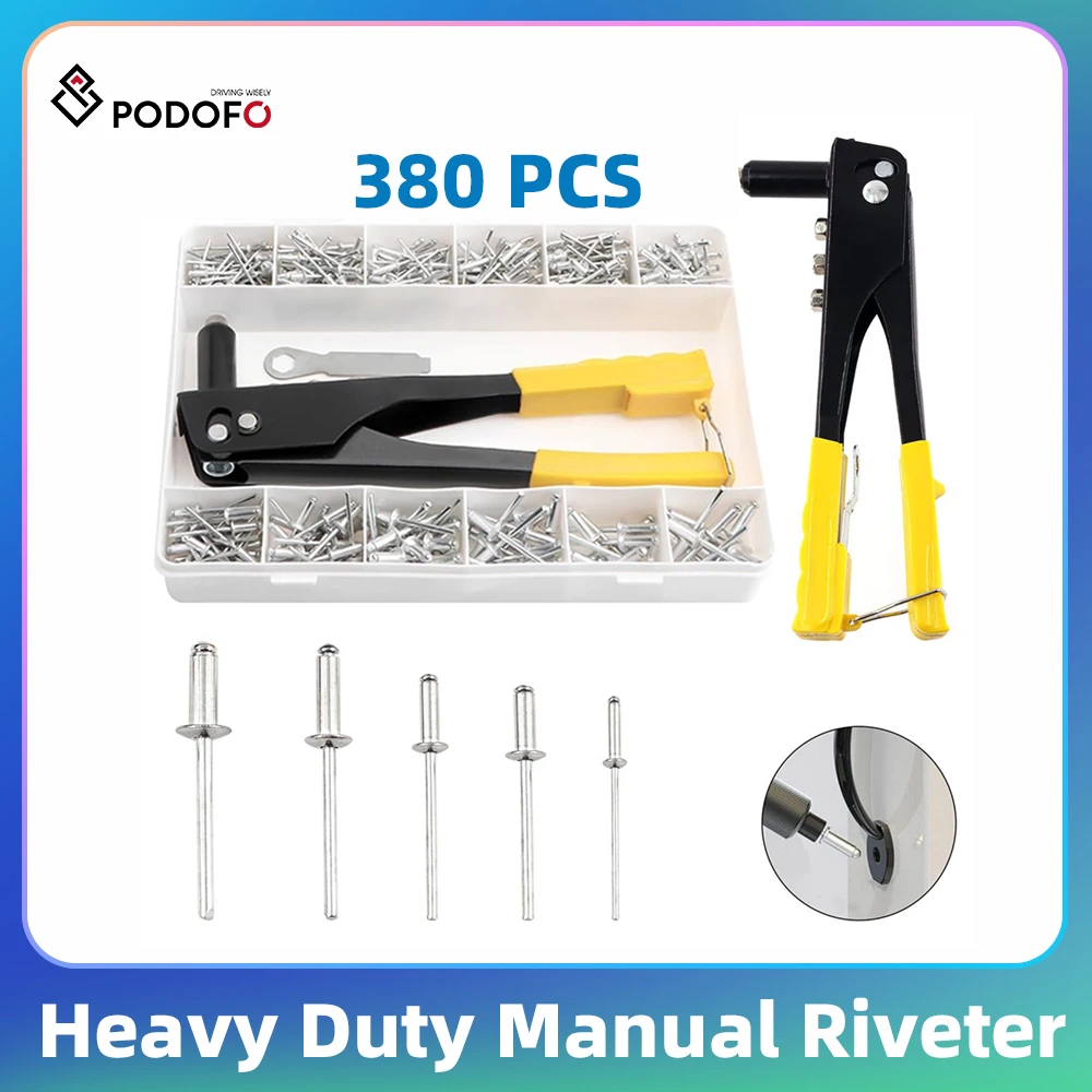 Podofo 380pcs Hochleistungs-Handniet 12 Größen Aluminium Blind nieten Sortiment Kit m6 m8 m10 m12 m14 Silber Ton Pop Nieten
