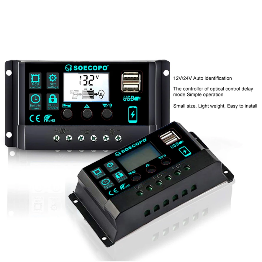 12V/24V 100A Solarladeregler AutoSwitch LCD-Display mit Überladungs-/Kurzschlussschutz für RV-Boots-Off-Grid-System – Detail 10