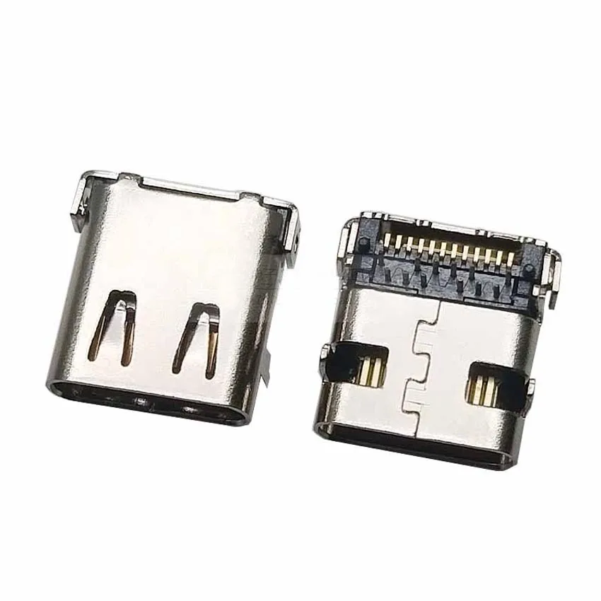 

10-50PCS USB-3.1 socket Type-C female base 24P pin is inserted in front and pasted with HD transmission interface 4 fixed pins