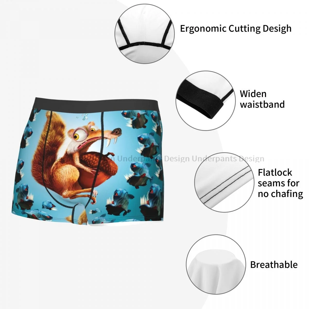 Scared Ice Age Manfred Animated Film Underpants Breathbale Panties Men\'s Underwear Sexy Shorts Boxer Briefs