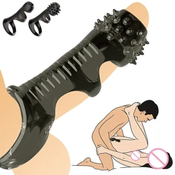 Condón extensor de pene suave para hombres adultos, manga de pene reutilizable de silicona, glande Flexible, ampliador de pene, retraso de la eyaculación, Juguetes sexuales