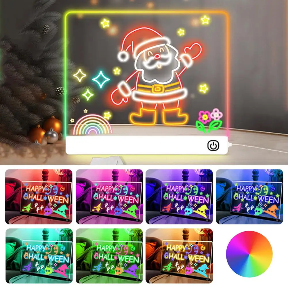 Acrylic Memo Pad Erasable LED Note Board Rechargeable Glowing Message Board To-do List Board Reusable Weekly Planner