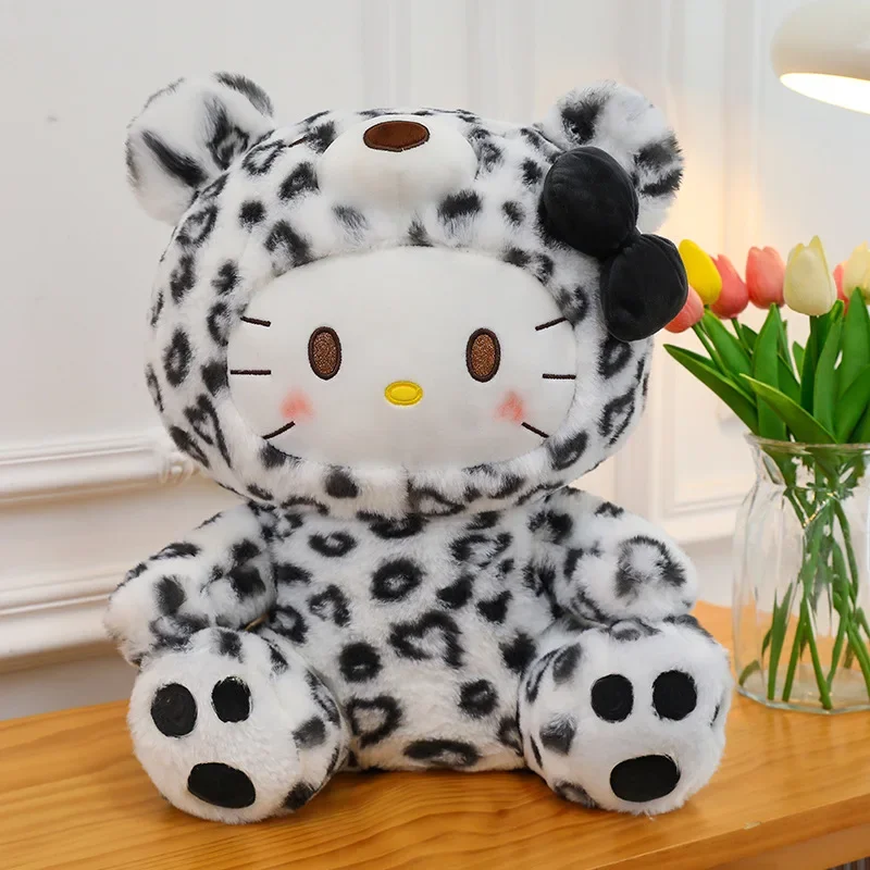 30/45/55cm Kawaii Sanrio Plush Stuffed Dolls Cartoon KT Cat Hello Kitty Plush Toy Pillow Leopard Print Cat Dolls Girl Xmas Gifts