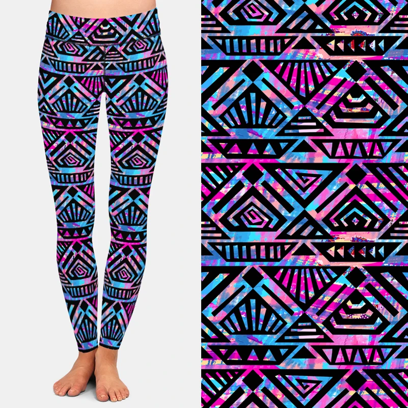 LETSFIND-Leggings supersuaves para mujer, pantalones completos de Fitness, elásticos, de cintura alta, estampados de estilo Tribal pintados a mano en 3D