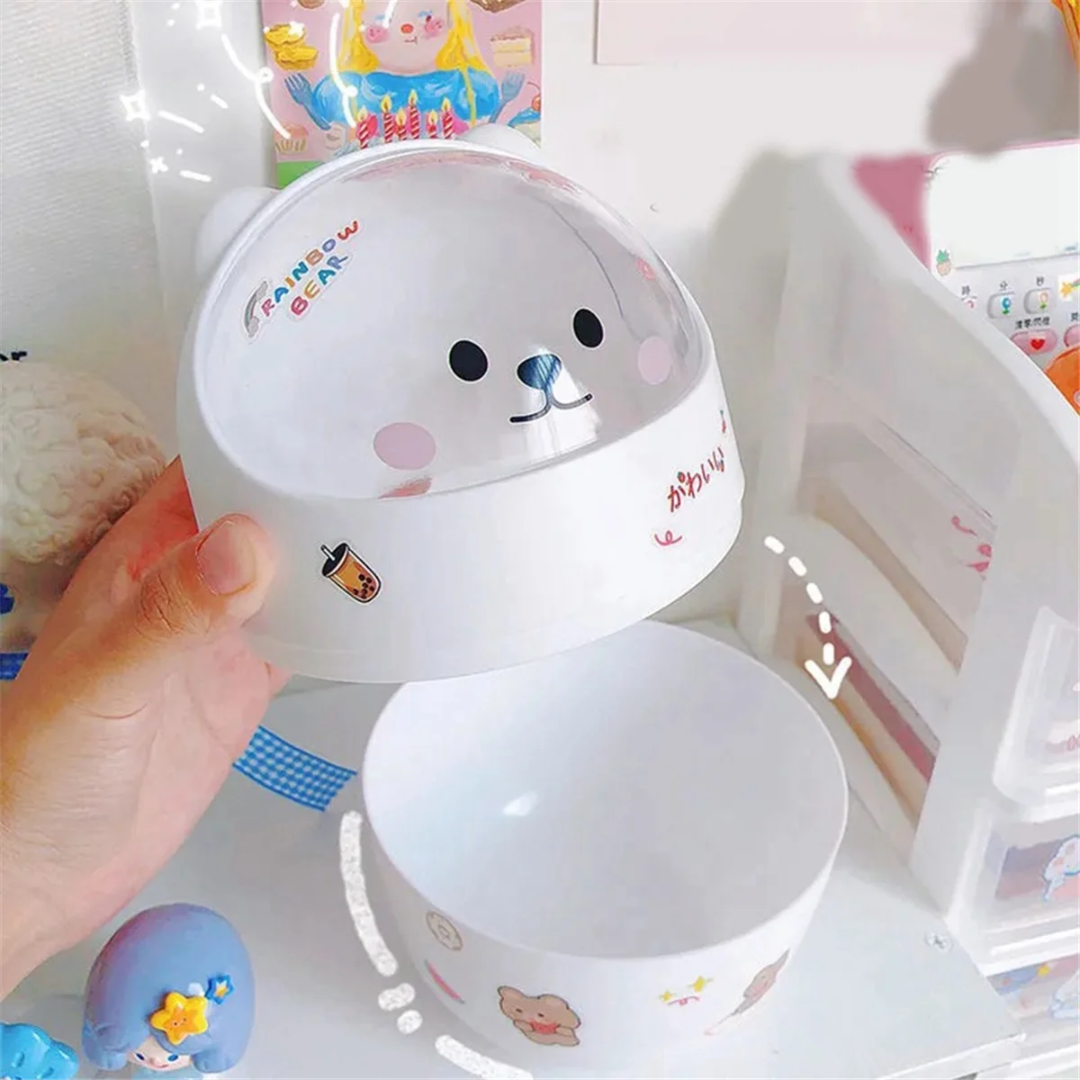 

AT16 Cartoon Desktop Trash Can Organizer Cute Mini Table Dining Storage Box Desk Decoration Household Daily Necessities