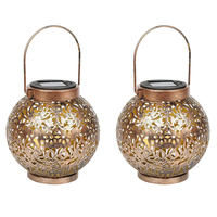 New 2 Pack Solar Lantern for Outdoors, Metal Solar Lights Solar Lantern Warm White IP55 Waterproof Hanging Garden Decoration