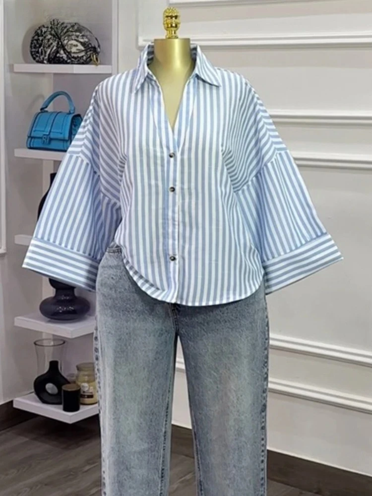 

2025 Новая осенне-осенняя женская однобортная блузка и рубашка с длинным рукавом и высокой талией, уличные повседневные свободные топы OL, рубашки