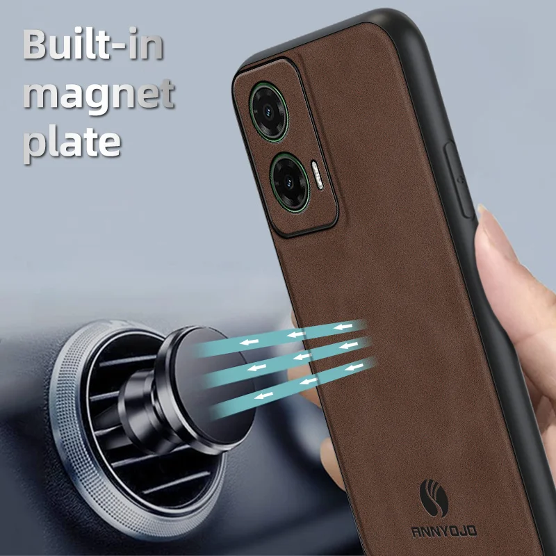 For Motorola Moto G35 5G XT2433 Case Built-in Magnet Plate PU Leather Skin Shockproof Back Cover Hard Case for Moto G35 MotoG35