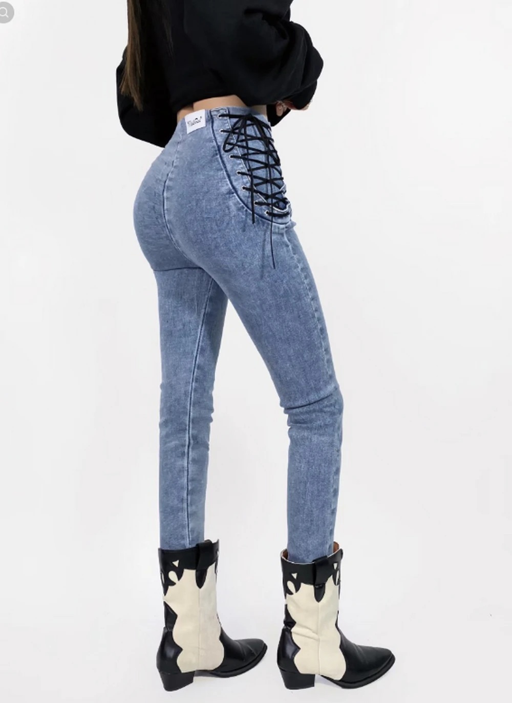 Sexy String Jeans Women Y2K Slim Elastic Denim Pants  Skinny Black Pencil Jeans Streetwear Women y2k Jeans ouc1010