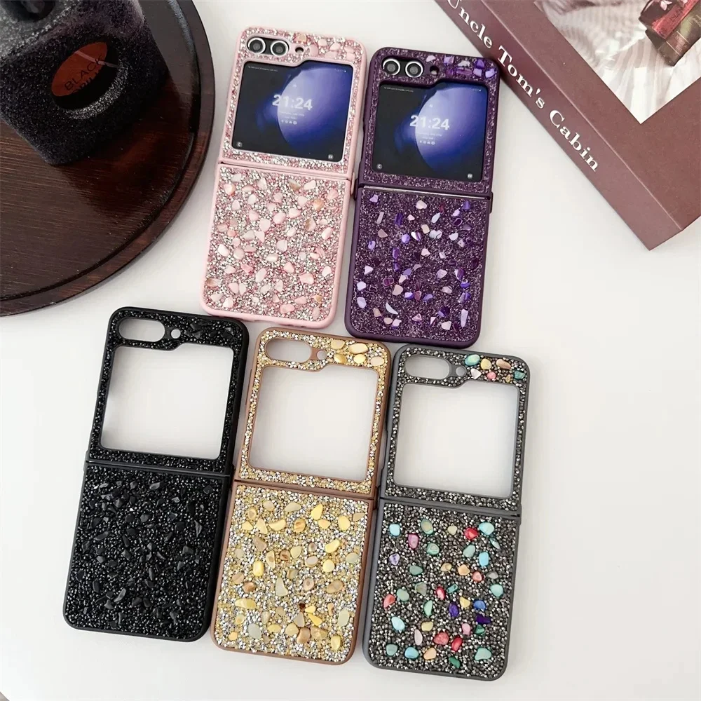 Funda de lujo con diamantes brillantes para Samsung Galaxy Z Flip 5 4 3 ZFlip flip5 Flip4, cubierta colorida a prueba de golpes para Samsung ZFlip3