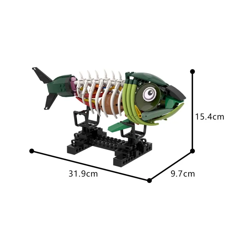 MOC الميكانيكية العظام الأسماك اللبنات البحر الحيوان الحياة الطوب نموذج الأسماك الأجهزة الداخلية الجمعية لعبة تعليمية للأطفال