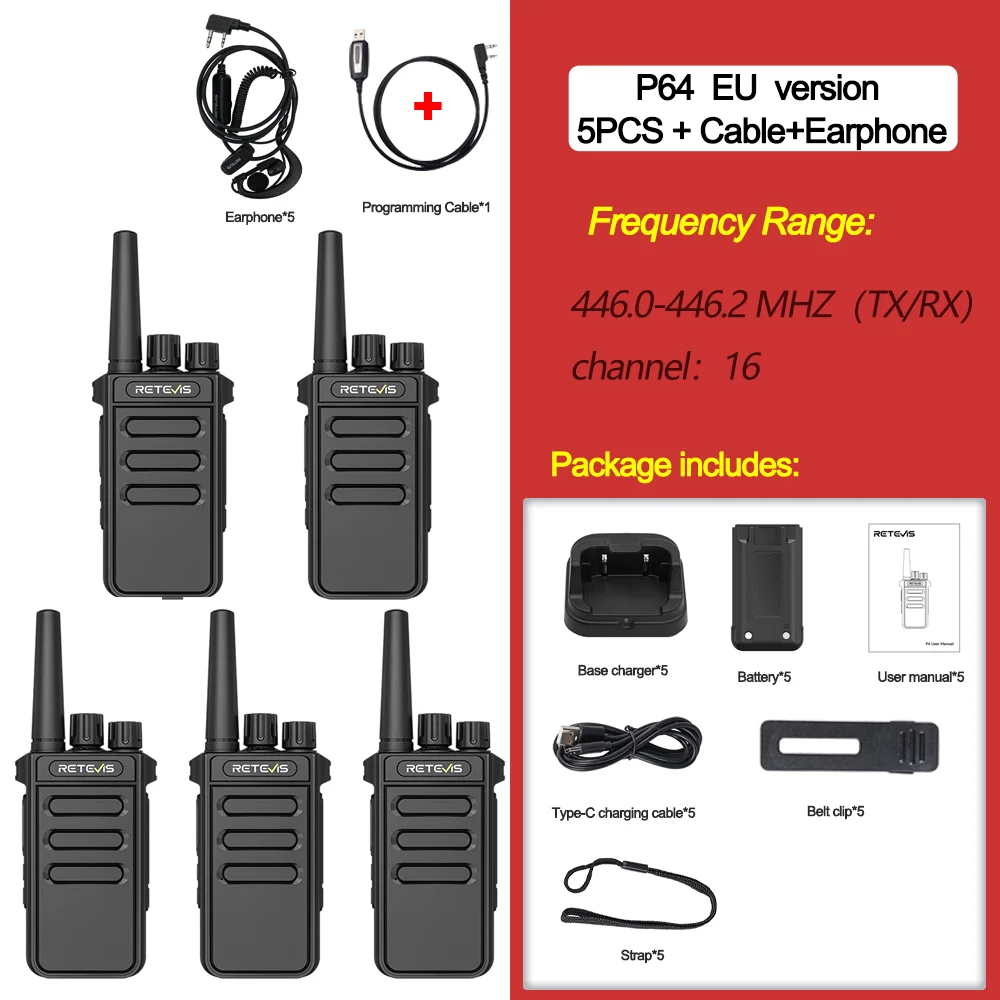 Retevis P4 P64 walkie talkie UHF DMR portofoon Noodcommunicatie Type-C radio voor camping Hamradio Digitaal draagbaar