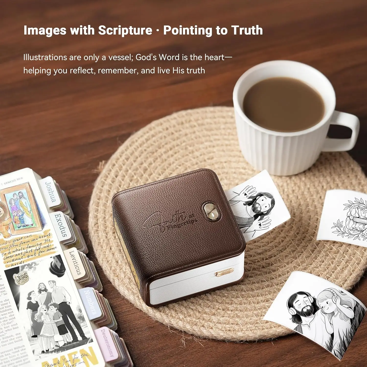 Bible Study Journaling Supplies - F21 MIni Sticker Printer Brown | Christian Gifts for Women & Kids, Baptisms Religious