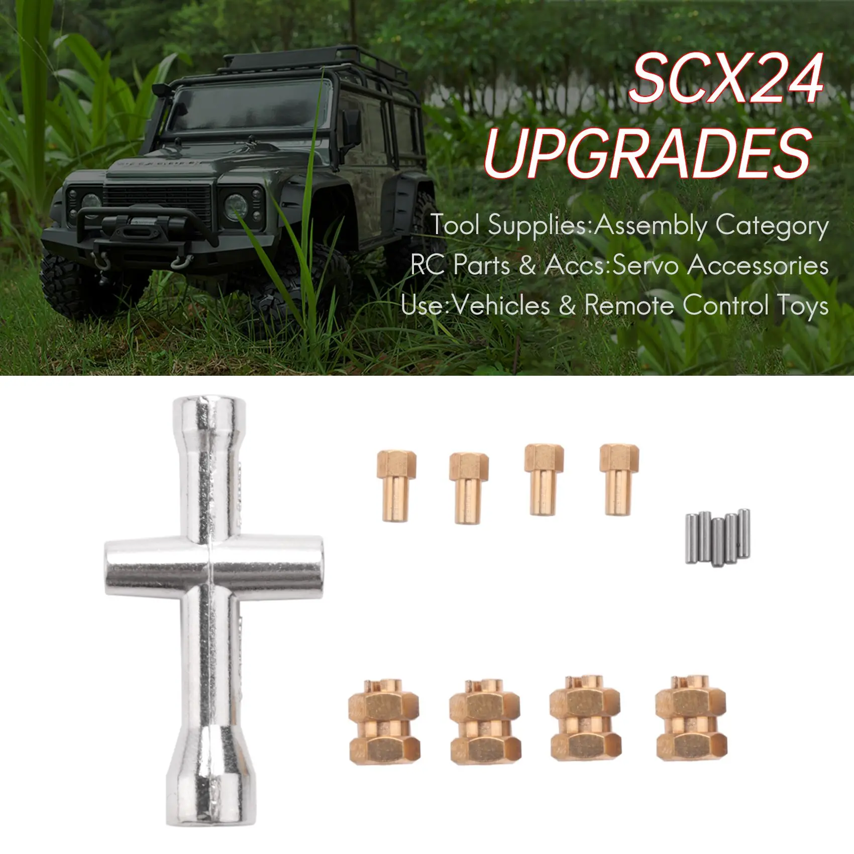 4Pcs Brass Extended 7Mm Hex Wheel Hubs Combiner 4Mm Widened For AXIAL SCX24 90081 1/24 RC Crawler Car Upgrades Parts