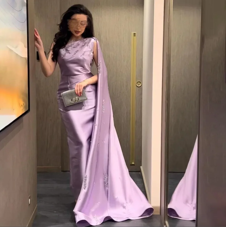 فستان نسائي رائع مخصص بكتف واحد للحفلات الراقصة ترتر ساحر بطول الأرض فستان حفلات أنيق مطرز بالخرز للنساء ثوب مسائي