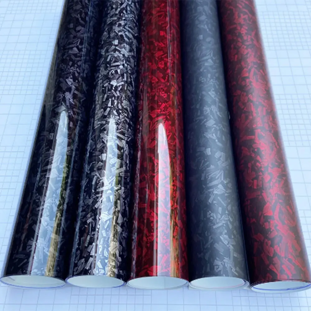 

1.52x18m Matte Red High Quality Black Red PET Forged Carbon Fiber Vinyl Wrap Roll Adhesive Decal Car Wrapping Foil Film Sticker