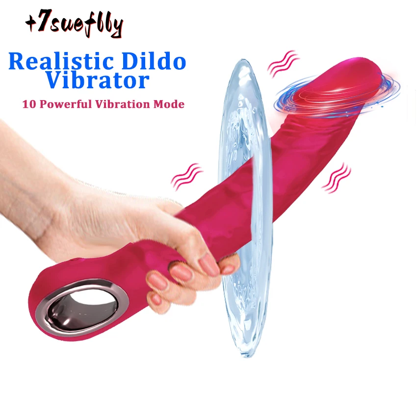 Realistic Dildo Vibrator for Women Sex Toys Clitoris G Spot Anal Stimulator with 10 Powerful Vibration Mode Waterproof Powerful