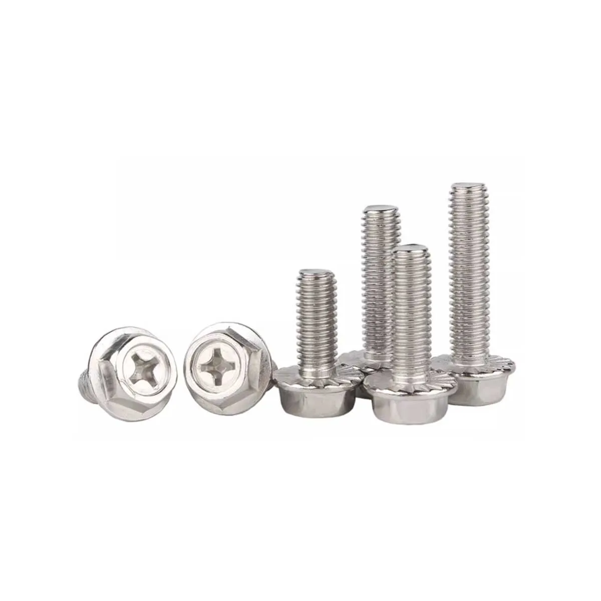 304 Stainless Steel Cross Flange Screw/External Hexagonal Bolt With Anti Slip Gasket And Serrated Screw