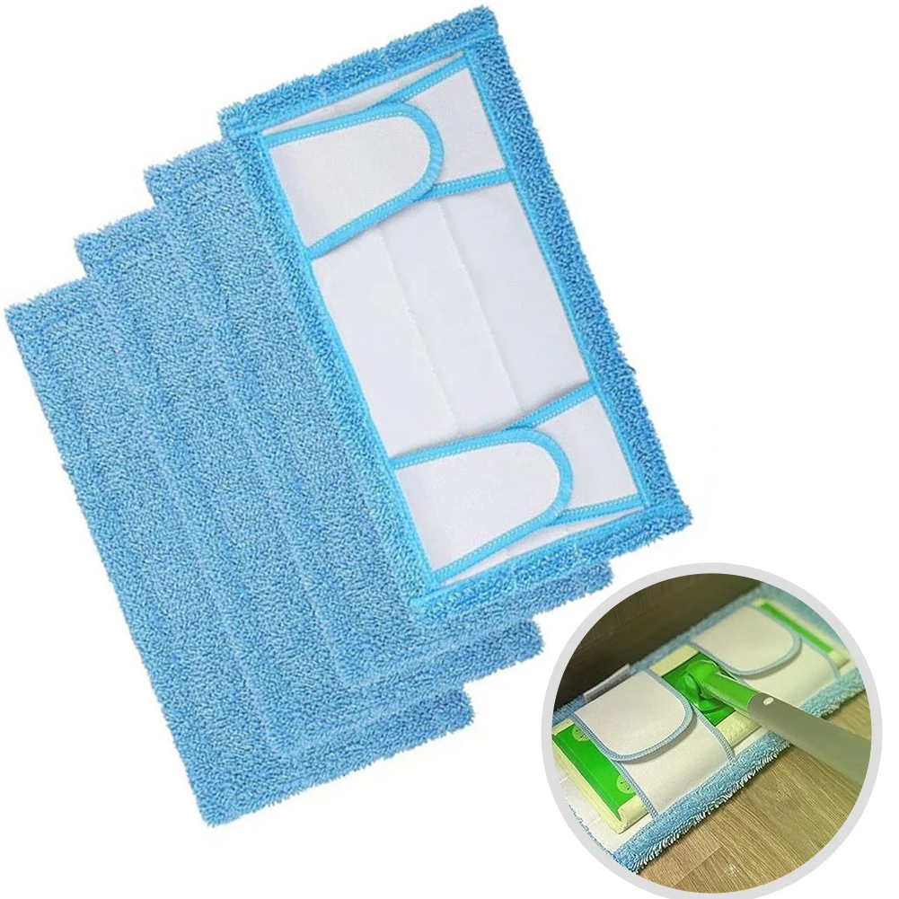 Reusable Microfiber Cleaning Pads Fit For Sweeper Mop Systems Deep Cleaning Hardwood Laminate Marble Floors 4 Pack Mop Accessory