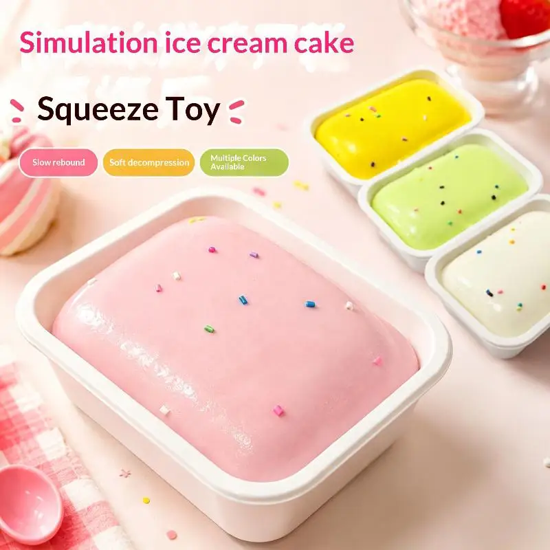 Fidget Squeeze Sticky Box Cake Toy Slow Rising Non-Toxic Butter Ice Cream Design for Kids Party Favors Birthday Gifts