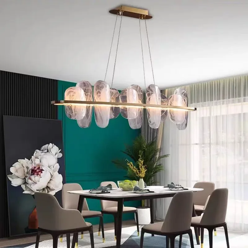 2026 جديد الحديثة اليدوية سحابة الزجاج LED ثريا تركب بالسقف فيلا غرفة نوم غرفة المعيشة غرفة الطعام الفاخرة آرت ديكو معلقة L #4