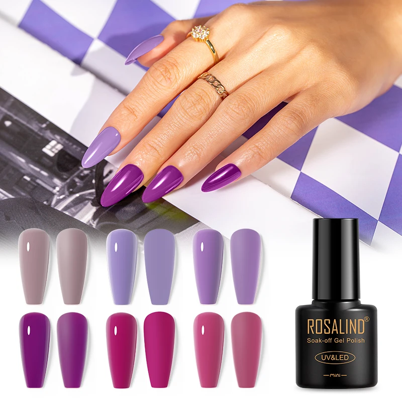 ROSALIND Nail Gel Polish Stylish Purple Cat Eye Nail Polish Semi Permanent Soak Off UV Lamp Base Top Coat Varnish DIY Design