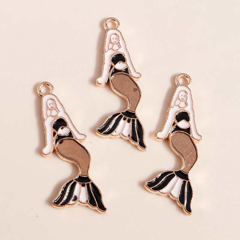 Leslie 10 teile/los Emaille Marine Leben Nette Fischschwanz Meerjungfrau Charms Anhänger für Halskette Ohrringe DIY Schmuck Machen Zubehör – Detail 18