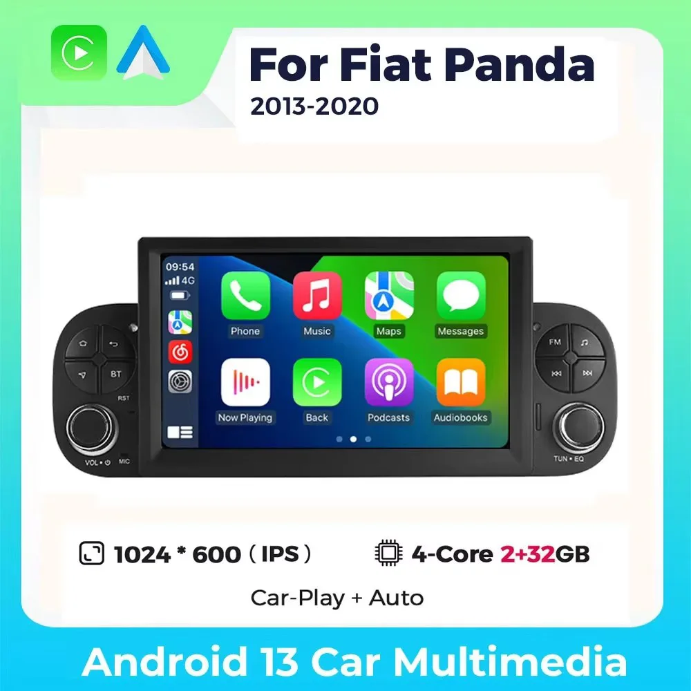 7'' Android Car-play + Auto Auto Radio Stereo für Fiat Panda 2013-2020 Multimedia Player GPS NAVIGATION WIFI Split Screen Autoradio
