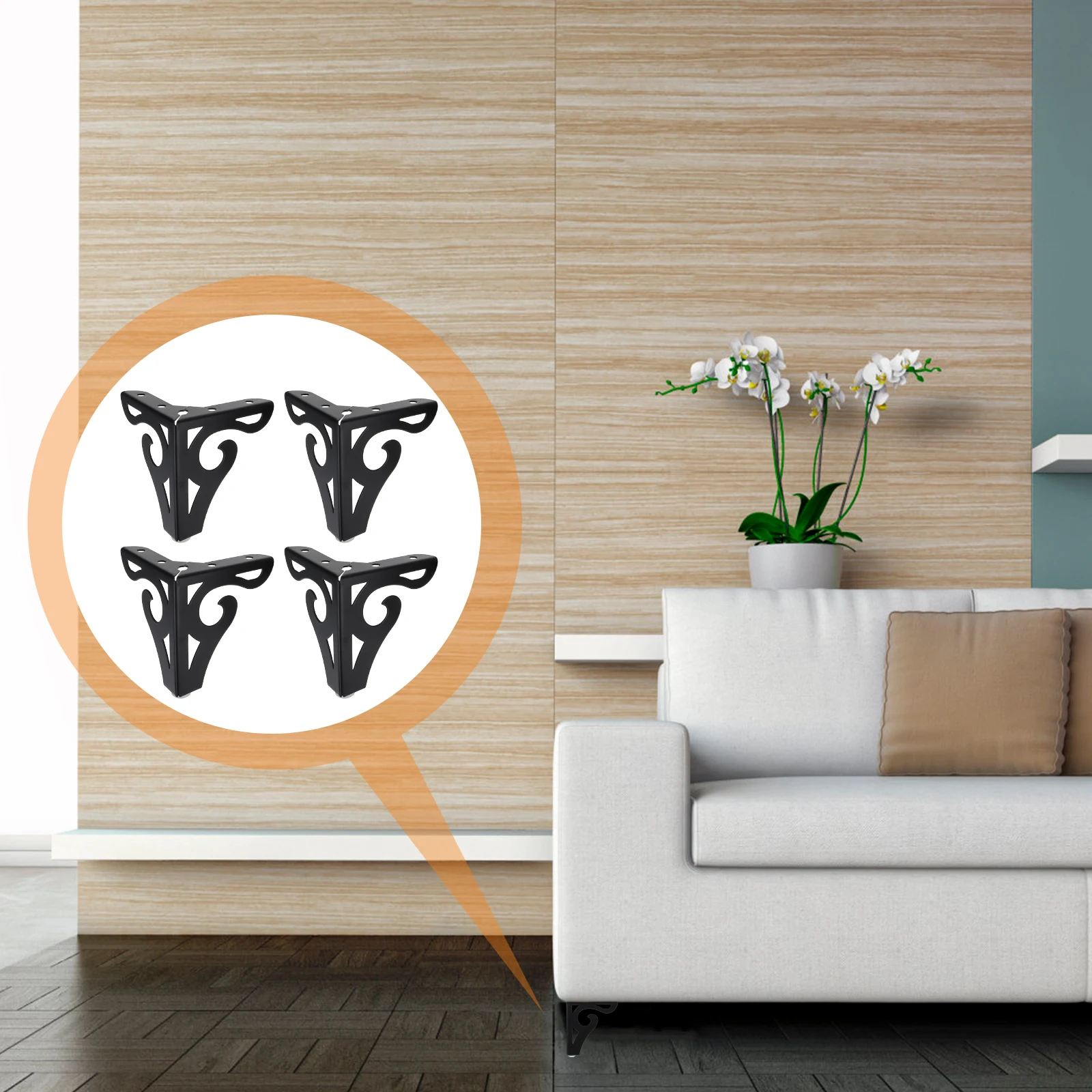 

4 Pcs Furniture Legs Hollow European Style Durable Iron Table Cabinet Support Replacement Black Home Accessories