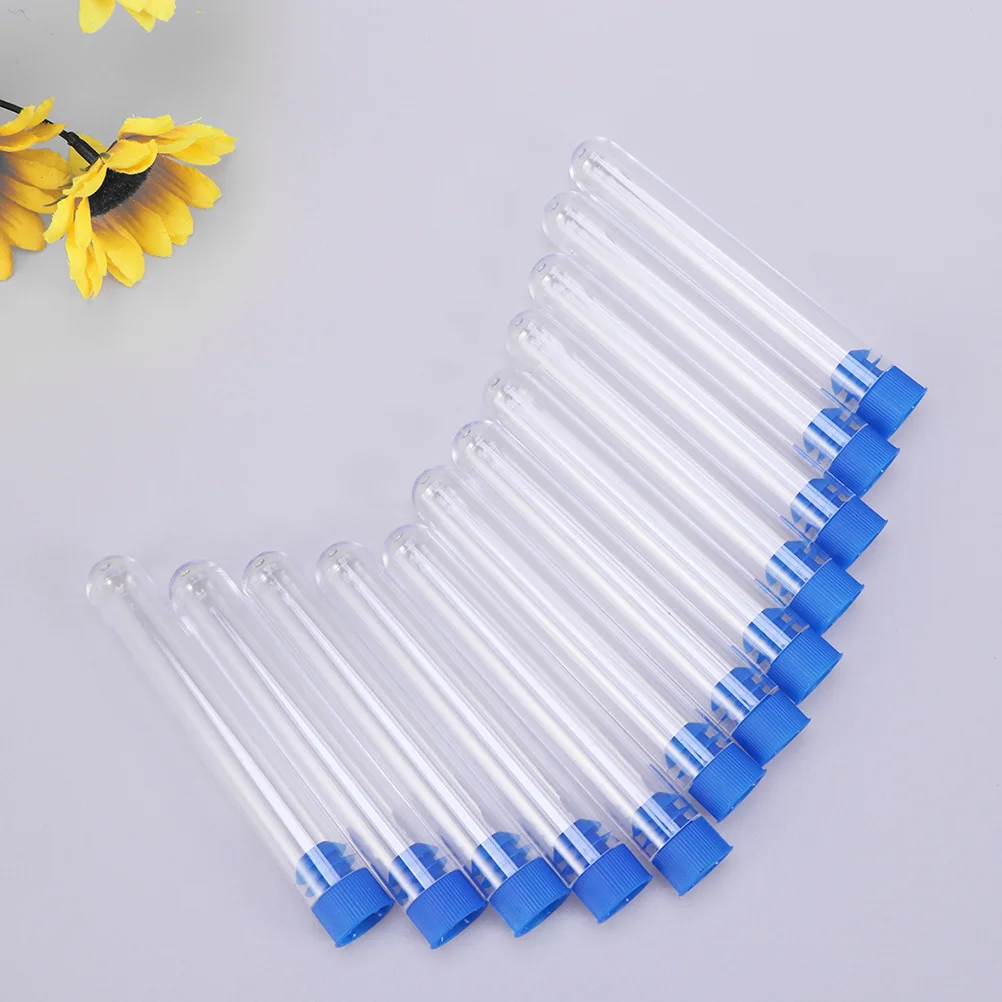 50 قطعة 16X100 مللي متر أنبوب اختبار أنبوب بلاستيكي شفاف لعينة غسول هلام تخزين المحمولة السفر مانعة للتسرب #5