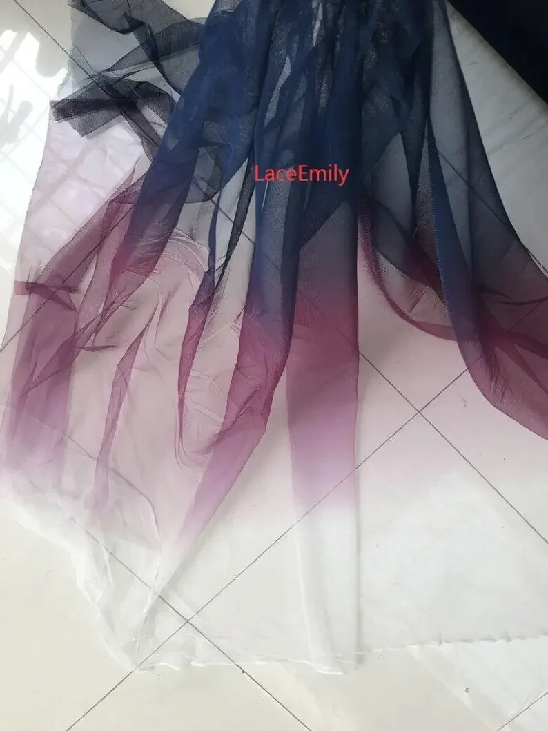4 Colors wine red Gradient lace fabric blue purple Gradient tulle Fabric For Baby Tutu Dress, Gowns, Wedding Veil, prom