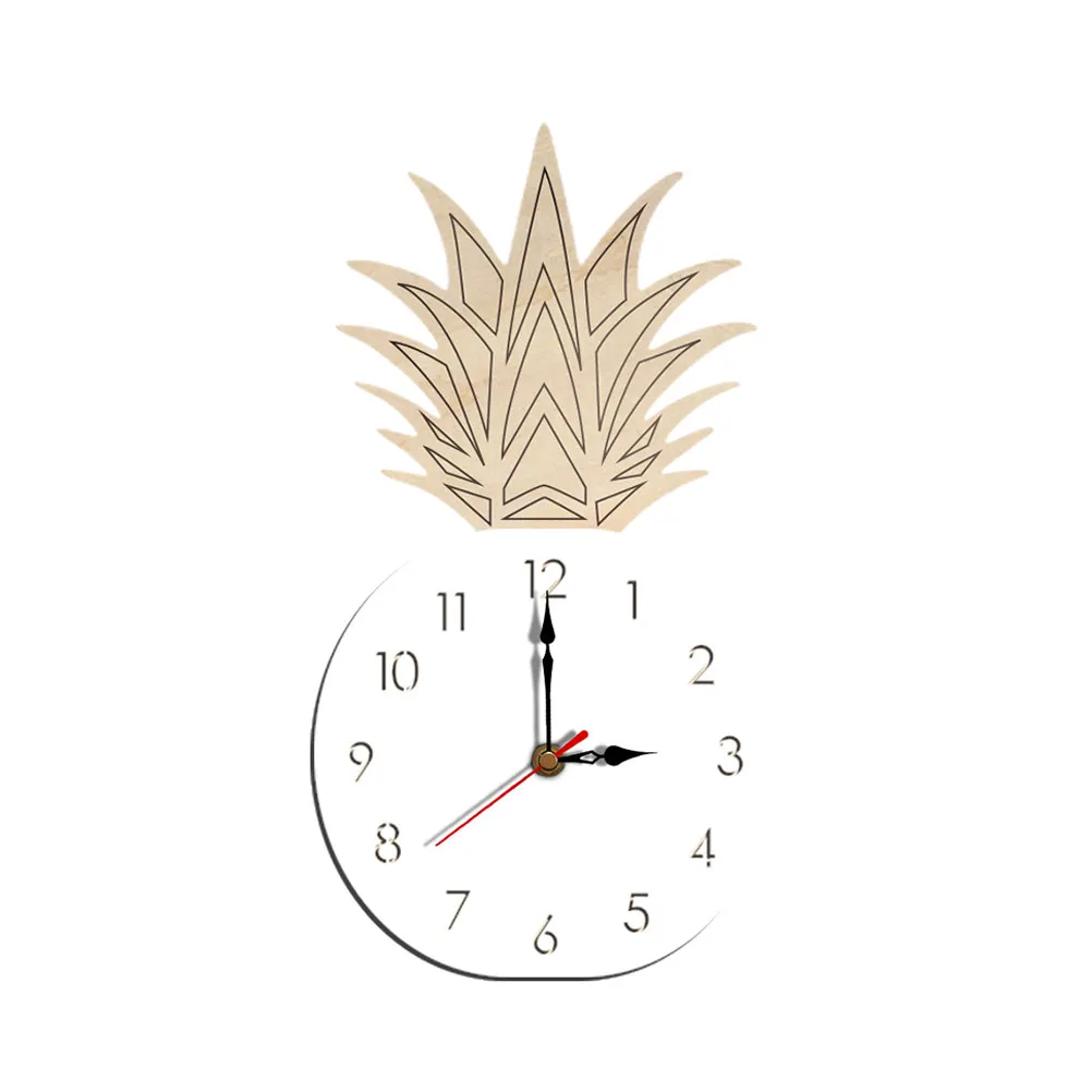 Pineapple Shape Wall Clock Nordic Style Acrylic Silent Clock for Room Living Room Bedroom Kitchen Office Decor White Quiet