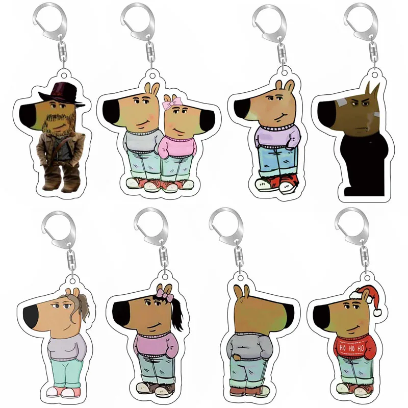 Cute Funny Cartoon Dog Chill Guy Acrylic Keychains Cute Dog Head Christmas Keyring Pendant Key Jewelry Accessories Fans Gifts