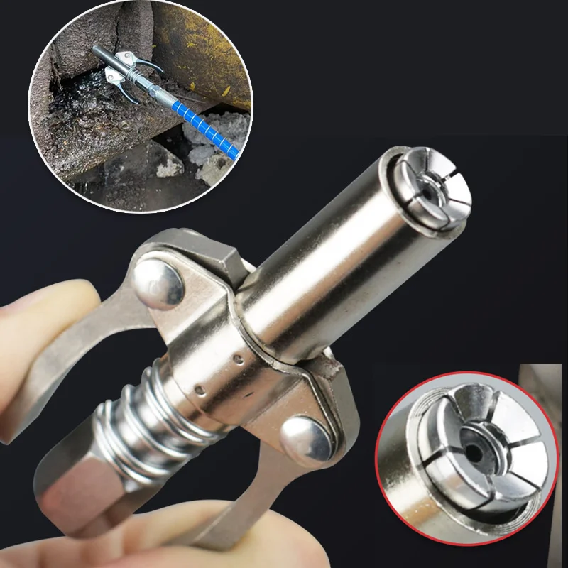 Grease Gun Coupler Quick Lock Release Syringe Lubricant Nozzle 10000 PSI 1/8