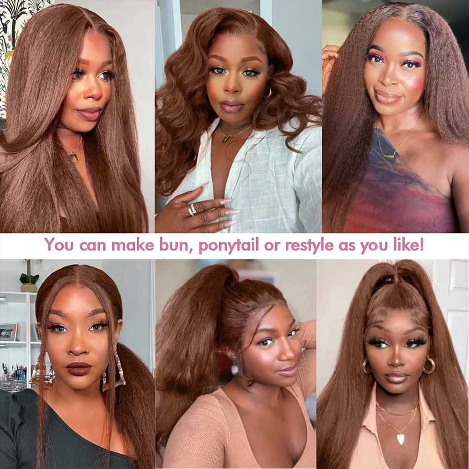 الشوكولاته براون غريب مستقيم الدانتيل الجبهة الباروكات 13x6 Hd شفافة الدانتيل الباروكة الأمامية قبل قطعها البني الملونة خصلات الشعر المستعار الإنسان #6