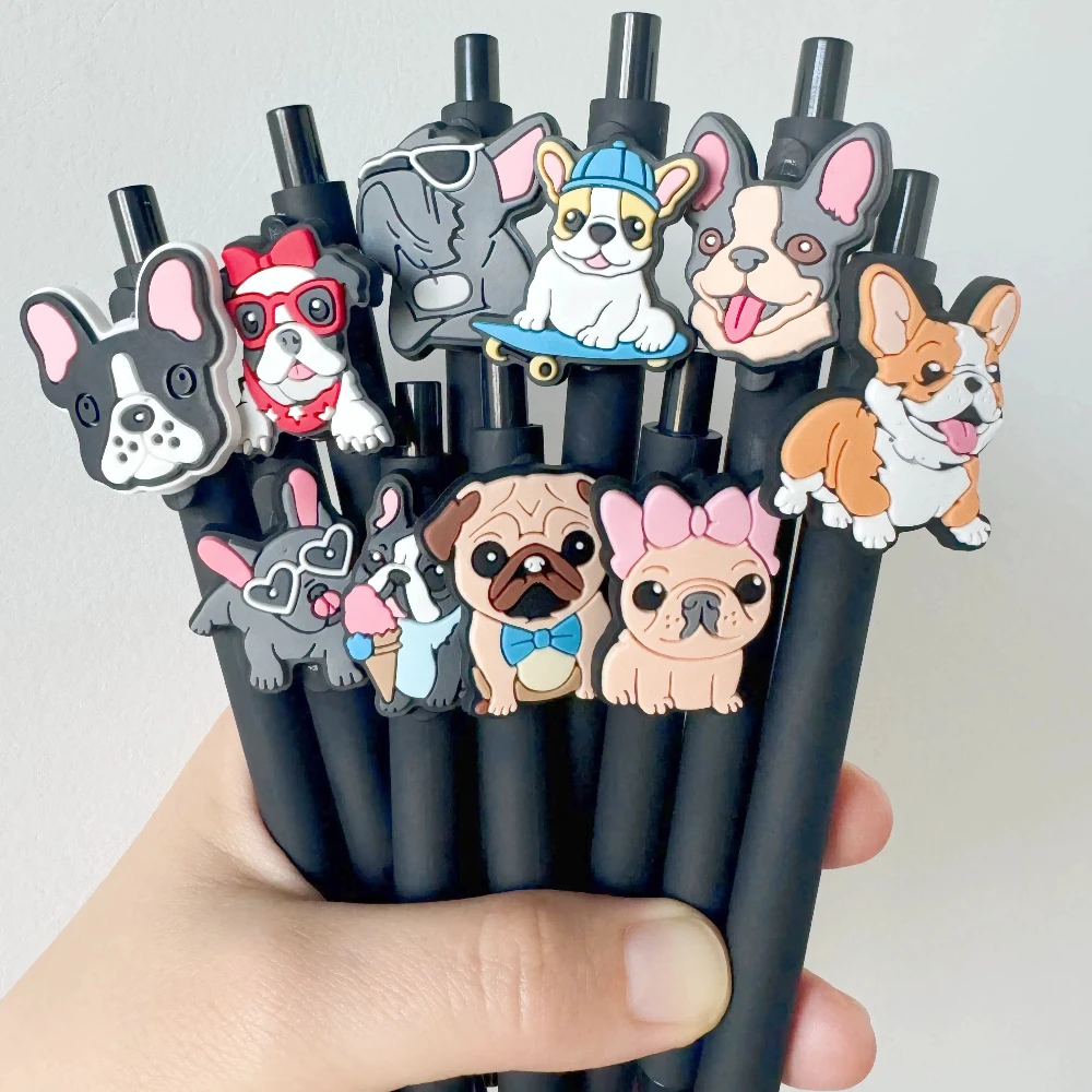 

10 шт., шариковые ручки на тему собаки, 0,5 мм, тонкие чернила, выдвижные ручки с принтом щенных лап для любителей собак, школьные и офисные подарки