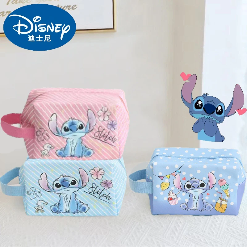 Disney Anime Stitch Cosmetic Bag Kawaii Lilo & Stitch Cartoon Large Capacity Makeup Bag Girl Woman Portable Handbag Gifts