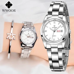 WWOOR Women Watches Luxury Fashion Ladies Quartz Watch Waterproof Date Stainless Steel Wristwatches Girlfriend Gift Montre Femme