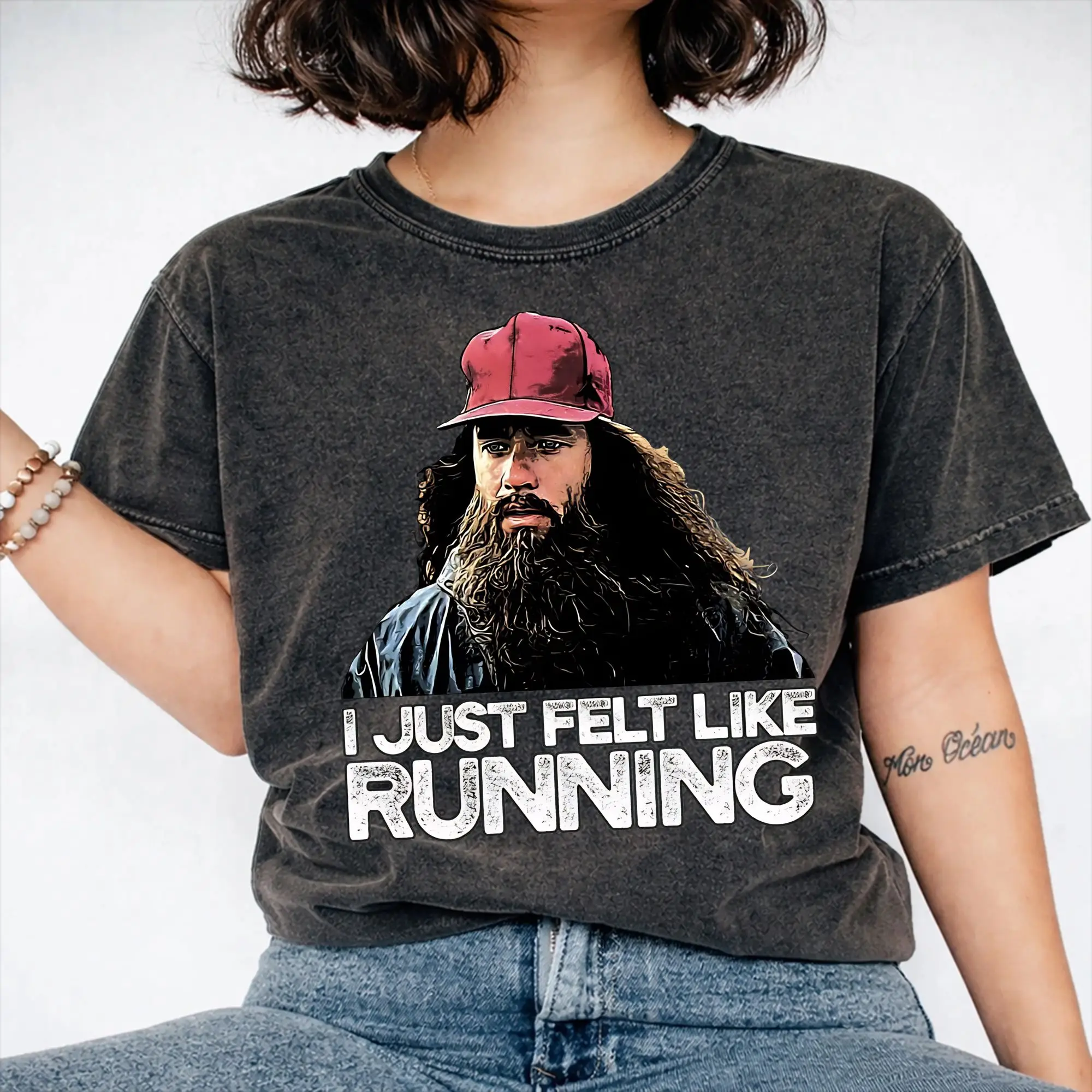I just felt like running Run Forrest Run  Apparel Washed T Shirts for Men Women Streetwear Hip Hop T-Shirt Printed  Tees