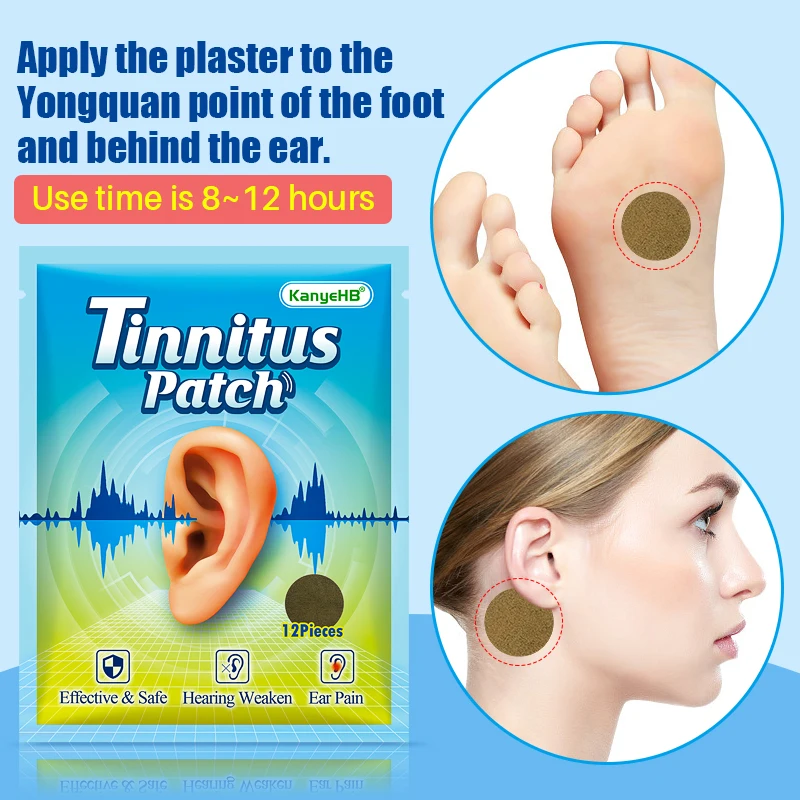 12Pcs=1Bag Tinnitus Treatment Patch Tinnitus Earache Protect Hearing Loss Sticker Chinese Herbal Medical Plaster Ear Care W013