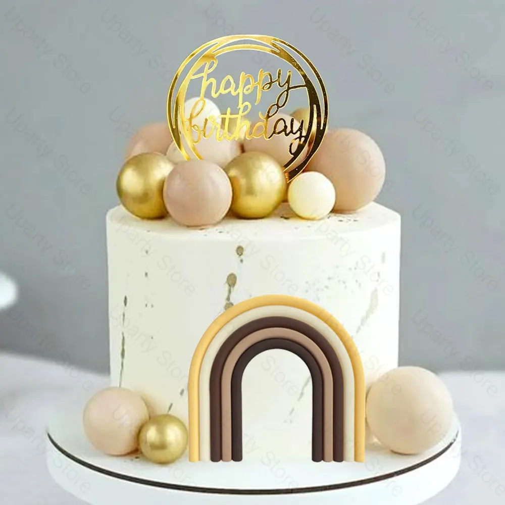 1/2/5 Stück Regenbogen-Kuchenaufsätze, blau, rosa, lila, Boho-Regenbogen-Kuchendekorationen für Geburtstagsfeier, Jungen, Mädchen, Babyparty, Kuchendekoration – Detail 9