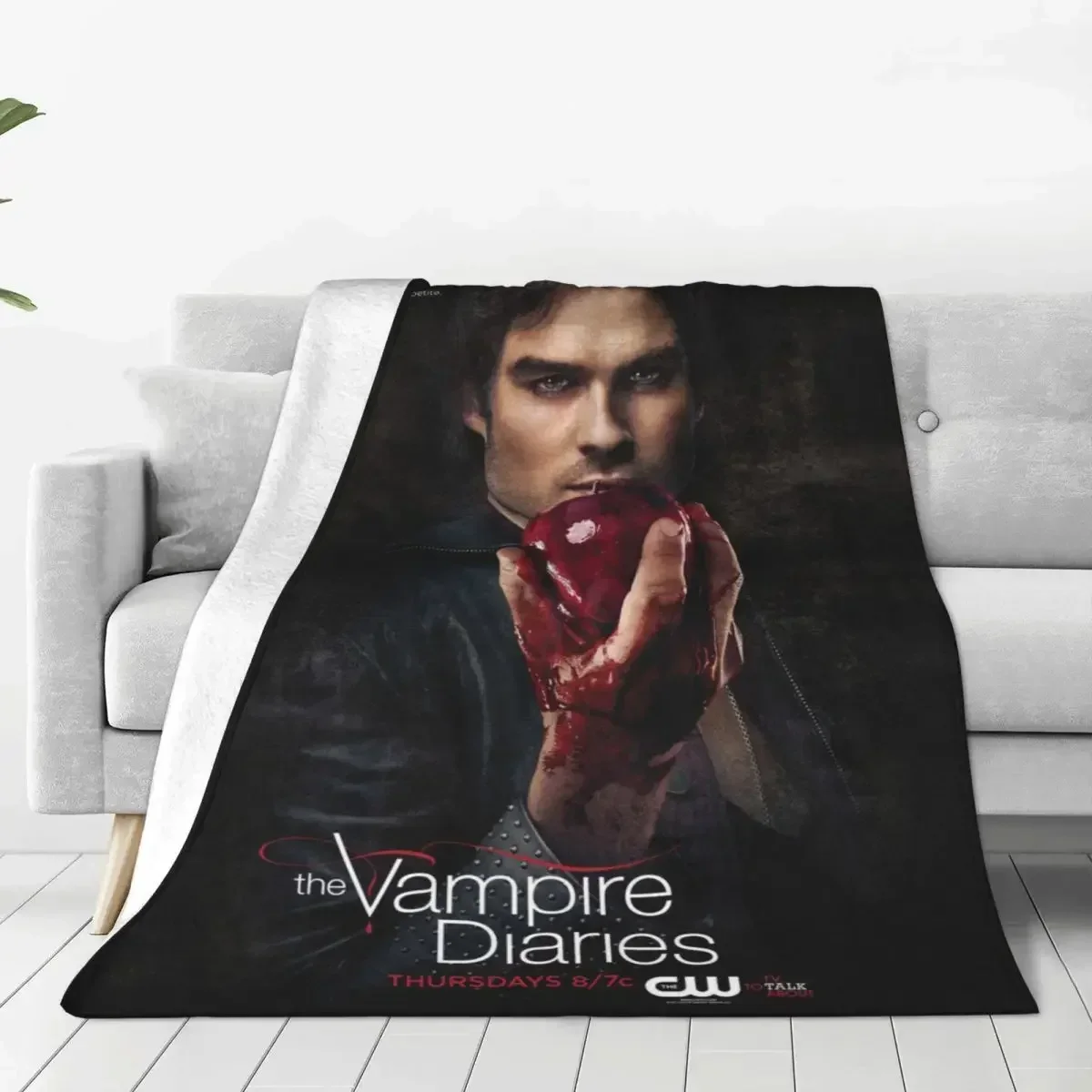 

Damon Salvatore The Vampire Diaries Fleece Throw Blanket Horror Blanket for Bed Outdoor Lightweight Bedding Throws