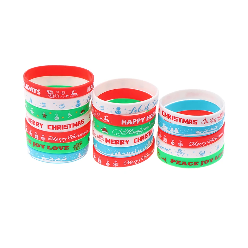 35Pcs Christmas Wristband Silicone Bracelets Rubber Band Bracelet Merry Xmas For Christmas Party Decoration Supplies