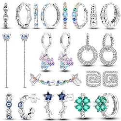 Silver Plated Hoop Earring For Woman Original Pendientes Classic Style Jewelry Gift