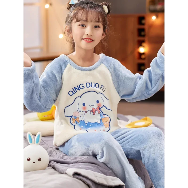 New cartoon Sanrio jade cinnamon dog pajamas winter flannel children\'s suit casual two-piece loungewear women\'s pajamas