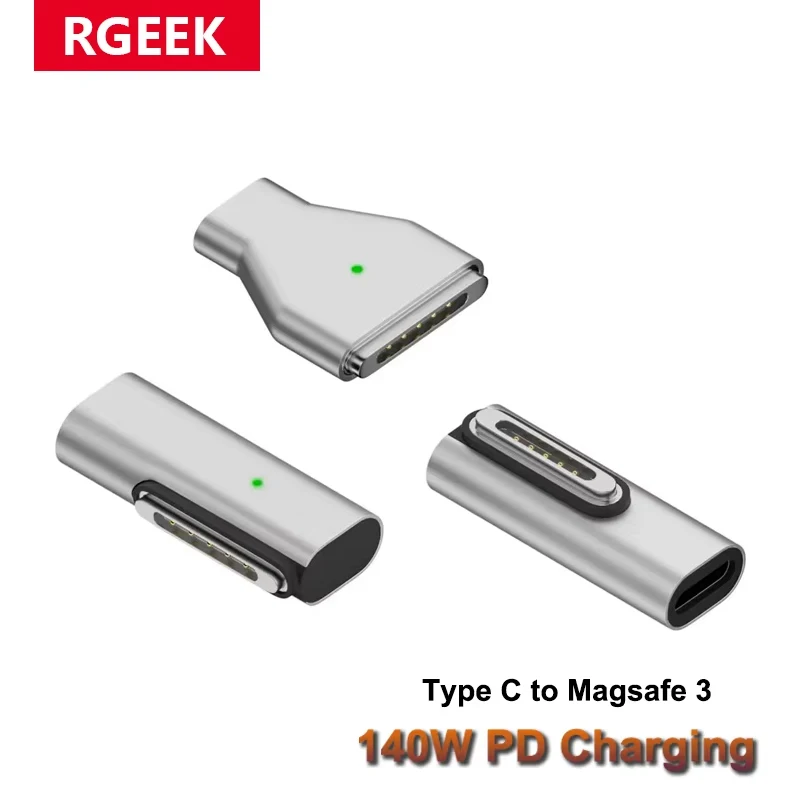 

RGEEK 140 Вт PD Type-C «мама» на разъем Magsafe 3, 28 В, 5 А, магнитный адаптер USB-C для ноутбука для MacBook Air/Pro